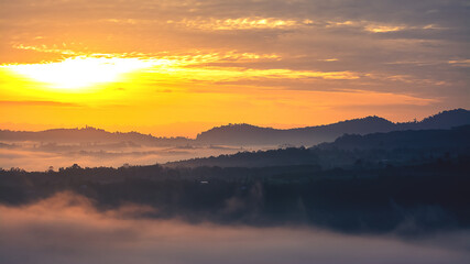 Landscape of sunset and  mountain viewpoint  in Phetchabun province Thailand.