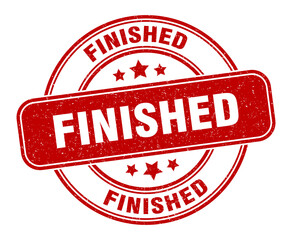 finished stamp. finished label. round grunge sign