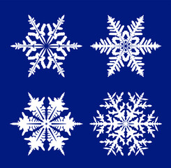 Set white isolated Snowflake icons. Vector Illustration.