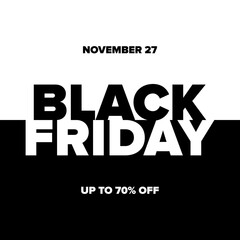 Black Friday Sale. Banner, Social Post, Ad, logo. Vector EPS10 Template for Black Friday Sale 2020 November 27