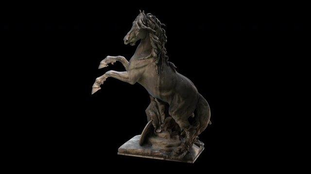 Horseman rotation loop - 3d animation model on a black background