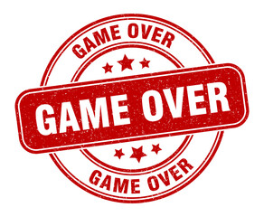 game over stamp. game over label. round grunge sign