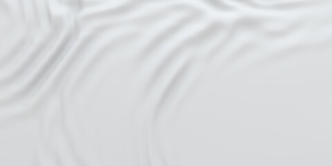 Folds up on fabric. White background with waves. Waves on the bed. White banner with bulges. 3d rendering. Crumpled bed