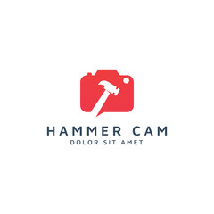 camera and hammer negative space logo design