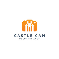 camera and castle negative space logo design