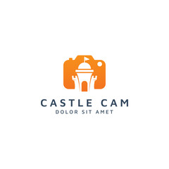 camera and castle negative space logo design