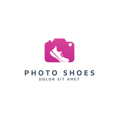 camera and shoes negative space logo design