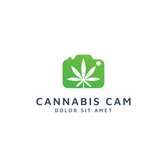 camera and cannabis negative space logo design