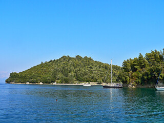 Fototapeta premium Greece-outlook from beach in town Nydri of the island Lefkada