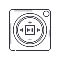 Audio player icon, linear isolated illustration, thin line vector, web design sign, outline concept symbol with editable stroke on white background.