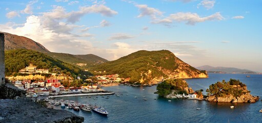 Greece-panoramic view from castle on the city Parga