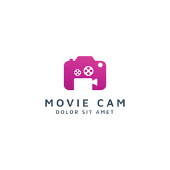 camera movie negative space logo design