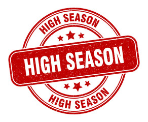 high season stamp. high season label. round grunge sign