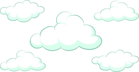 Cartoon clouds isolated on white vector collection, white cloud illustration