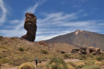 El Roque Cinchado del  billete de mil pesetas con el Teide en Tenerife