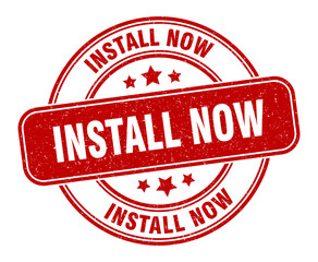 install now stamp. install now label. round grunge sign