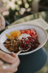 healthy fruit and cereal yogurt
