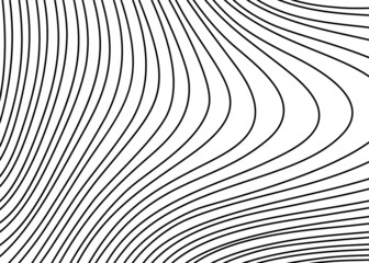 Modern background with thin curved black lines on a white backdrop. Vector illustration