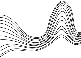 Modern abstract pattern of thin curves of black lines on a white background. Vector illustration