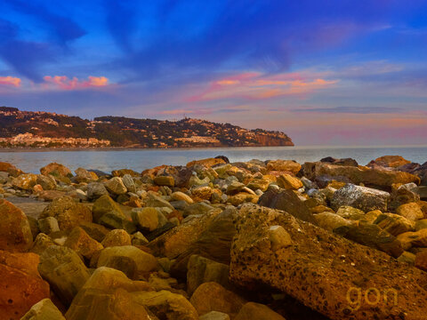 La Herradura town beach at sunset Granada Spain fantasy