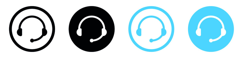 Customer service or customer support headset or headphones flat vector icon for apps and websites