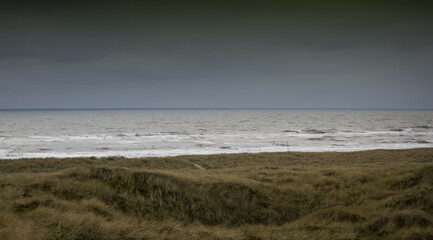 ocean horizon with storm clouds