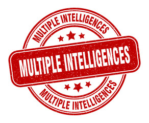 multiple intelligences stamp. multiple intelligences label. round grunge sign