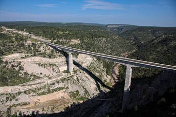 August 28 2010, Durango, Mexico. Aerial view, from helicopter, of roads, bridges, and architectural connections in the state of Durango Mexico.