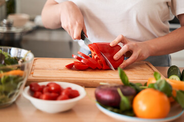 Woman is cooking natural healthy food