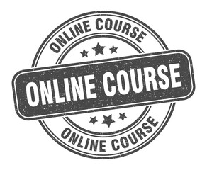 online course stamp. online course label. round grunge sign