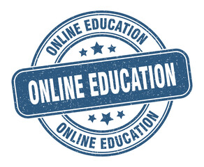 online education stamp. online education label. round grunge sign