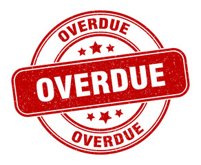 overdue stamp. overdue label. round grunge sign
