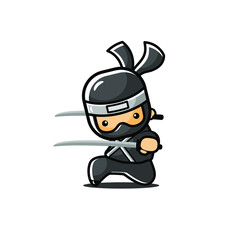 Fototapeta premium cool black ninja sit down holding two swords ready to fight
