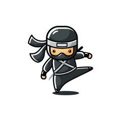 little black ninja kicking upwards with powerfull