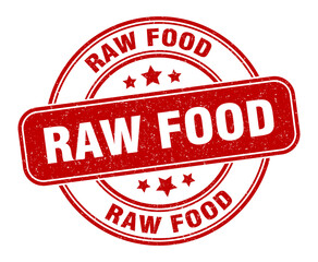 raw food stamp. raw food label. round grunge sign