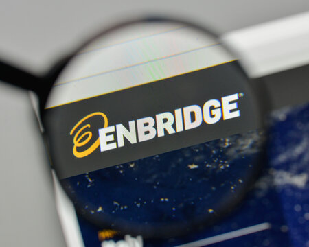 Milan, Italy - November 1, 2017: Enbridge energy logo on the website homepage.