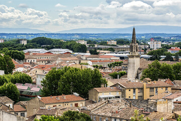 Aerial view of Avignon city. Avignon - the historic capital of Provence, commune in southeastern France.