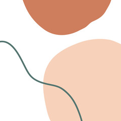 Terracotta background with organic abstract shapes. Contemporary poster. Design for greeting cards, covers, branding.