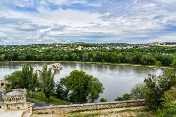 Aerial view of Avignon city. Avignon - the historic capital of Provence, commune in southeastern France.