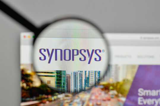Milan, Italy - November 1, 2017: Synopsys logo on the website homepage.