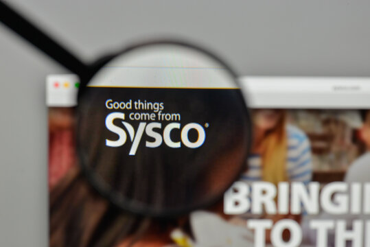 Milan, Italy - November 1, 2017: Sysco logo on the website homepage.