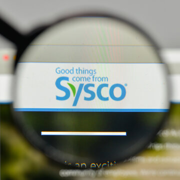 Milan, Italy - November 1, 2017: Sysco logo on the website homepage.