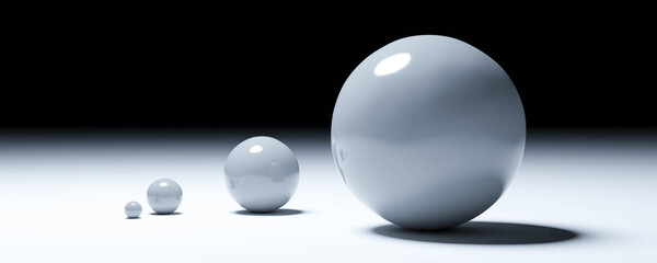 abstract white spheres balls on white background 3d render illustration