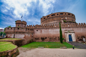 ROME, ITALY - JUNE 2014: Tourists enjoy the beautiful Saint Angel Castle