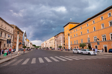 Fototapeta na wymiar ROME, ITALY - JUNE 2014: Beautiful view of city streets in summer season