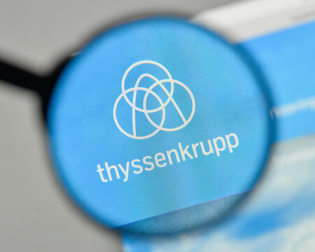 Milan, Italy - November 1, 2017: Thyssen Krupp logo on the website homepage.