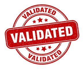 validated stamp. validated label. round grunge sign