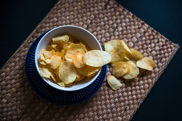 Potato chips in a bowl