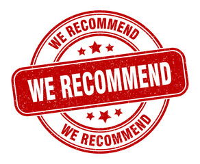 we recommend stamp. we recommend label. round grunge sign