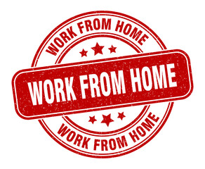 work from home stamp. work from home label. round grunge sign